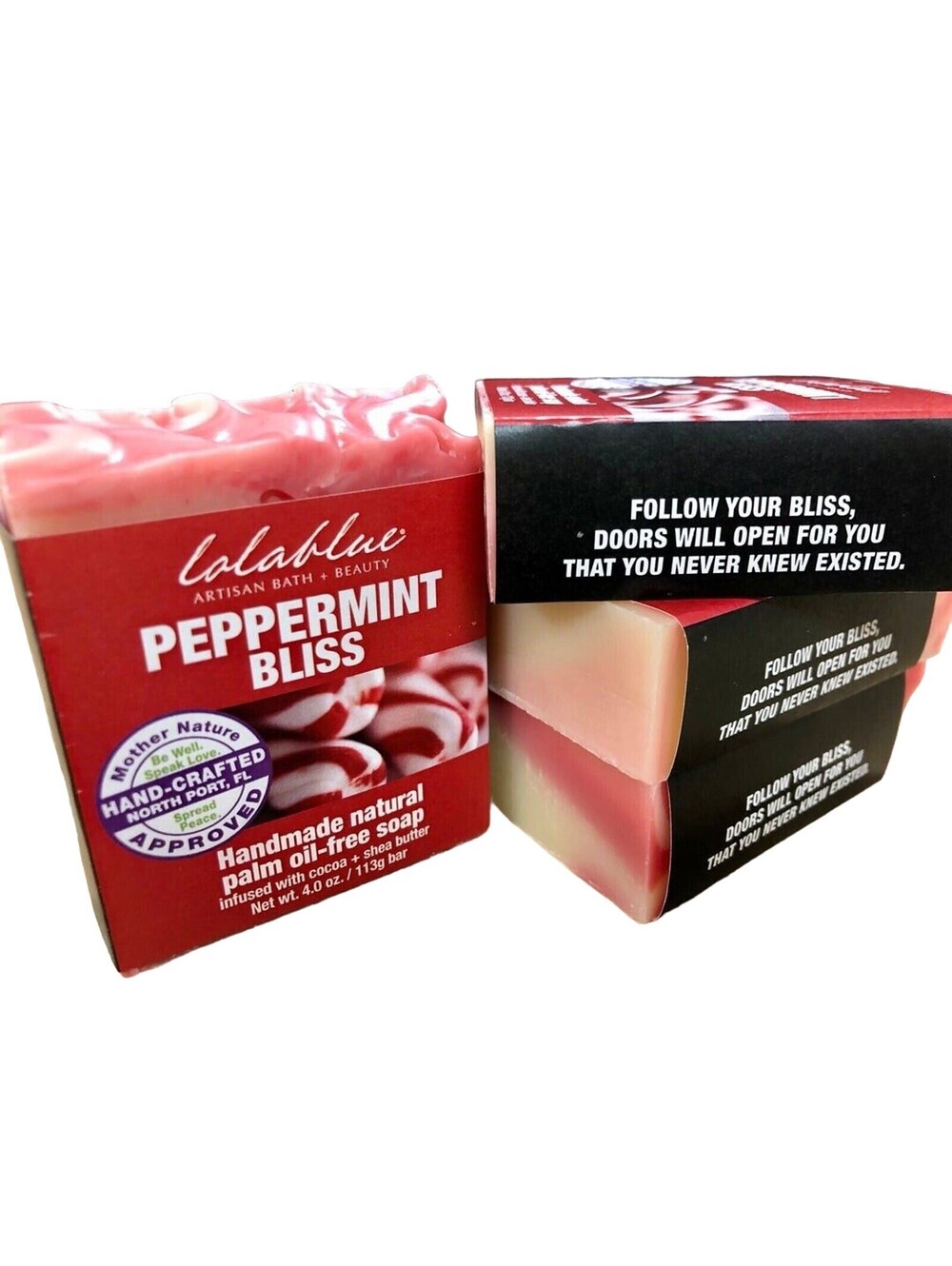 5 NEW Handmade Artisan Bar Soap Lola Blue USA Peppermint Cocoa Shea VEGAN $42
